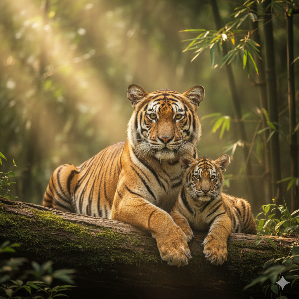 Tiger with cub